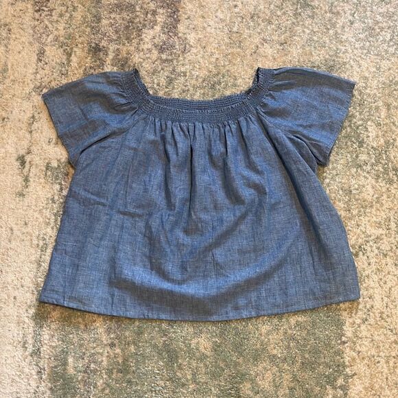 Joie Amesti Linen Off The Shoulder Chambray Blouse XS - Picture 5 of 6